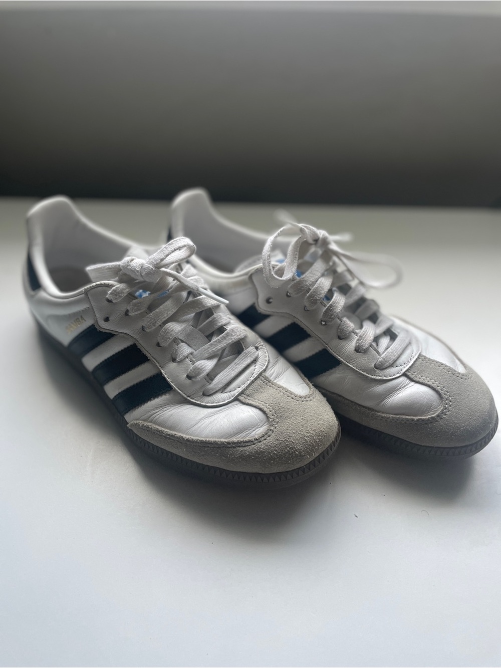 adidas White Sneakers with Black Stripes
